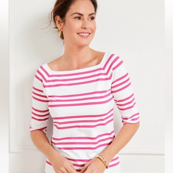 Talbots Bundle of Two Effortless Jersey Striped Square Neck Top Stretchy Sz 2X - Picture 1 of 11